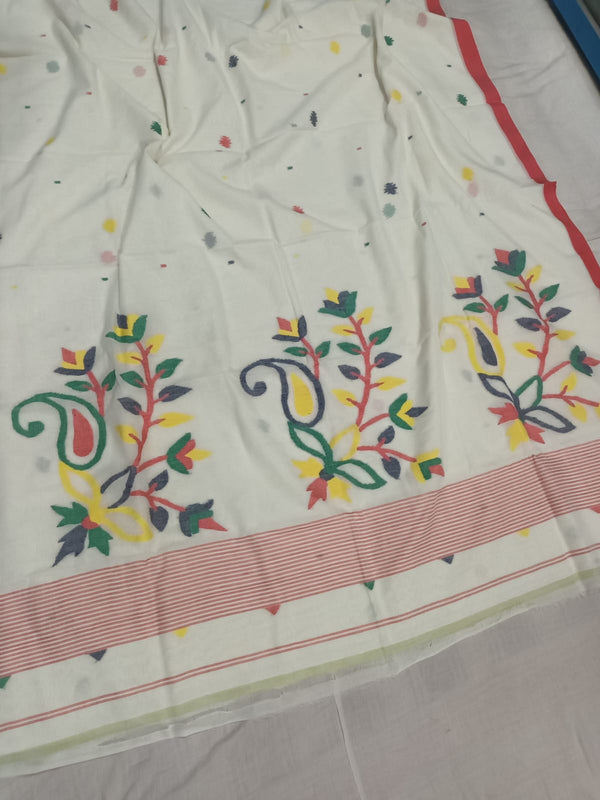 Pure Cotton 100 Count jamdani Saree Without Blouse . ( Length- 6.3 meter )