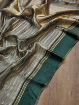 Pure Tissue Silk Stripes Saree With Katan silk Border.