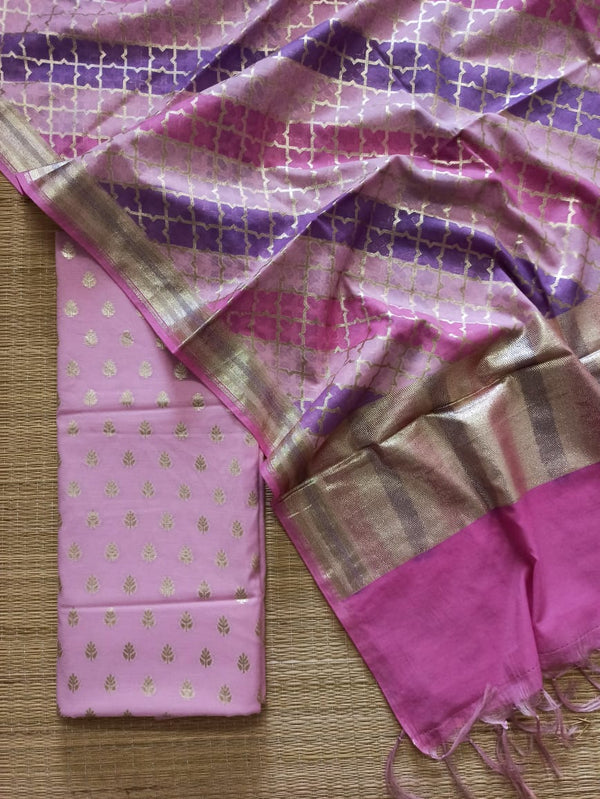 Banarasi Pure Mercerised Lorex weavin Unstitched Suit With lorex Weaving Dupatta.