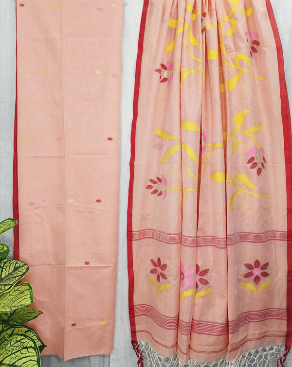 Pure Cotton Silk Jamdani 2pc Unstitched Suit .