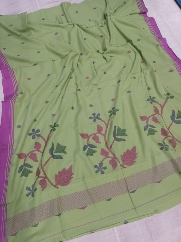 Pure Cotton 100 Count jamdani Saree Without Blouse . ( Length- 6.3 meter )