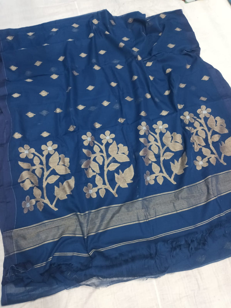 Pure Cotton 100 Count jamdani Saree Without Blouse . ( Length- 6.3 meter )