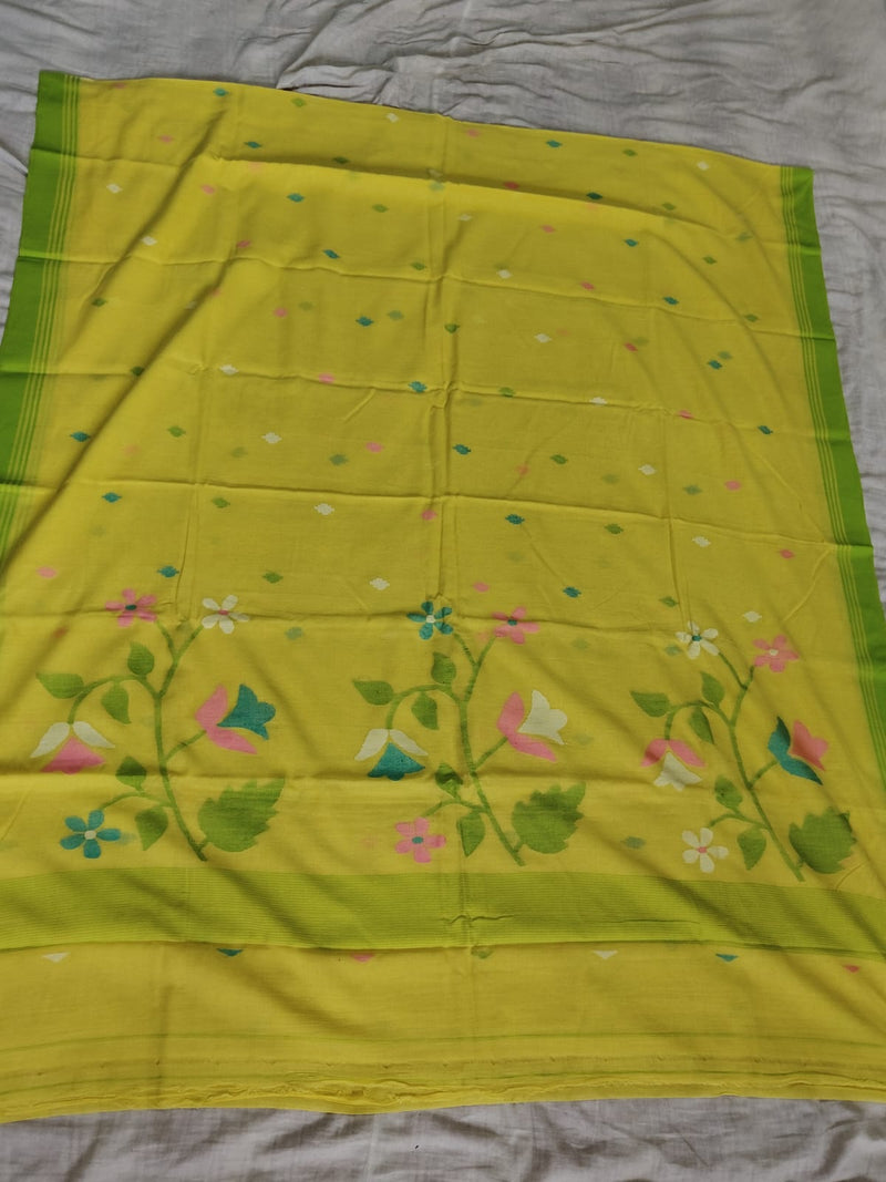 Pure Cotton 100 Count jamdani Saree Without Blouse . ( Length- 6.3 meter )