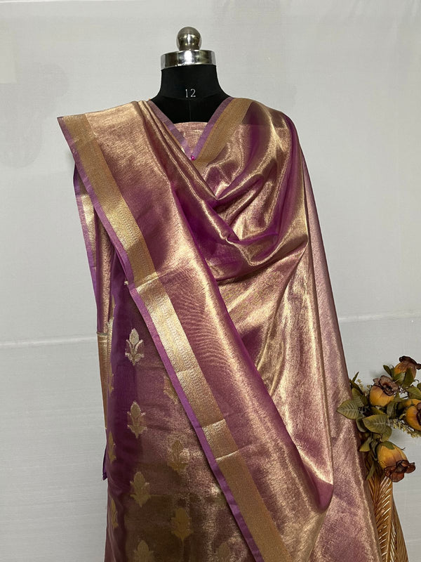 Pure Banarasi Tissue Unstitched Suit.