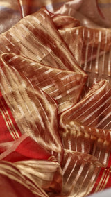 Pure Tissue Silk Stripes Saree With Katan silk Border.