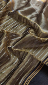 Pure Tissue Silk Stripes Saree With Katan silk Border.