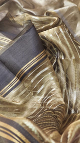 Pure Tissue Silk Stripes Saree With Katan silk Border.