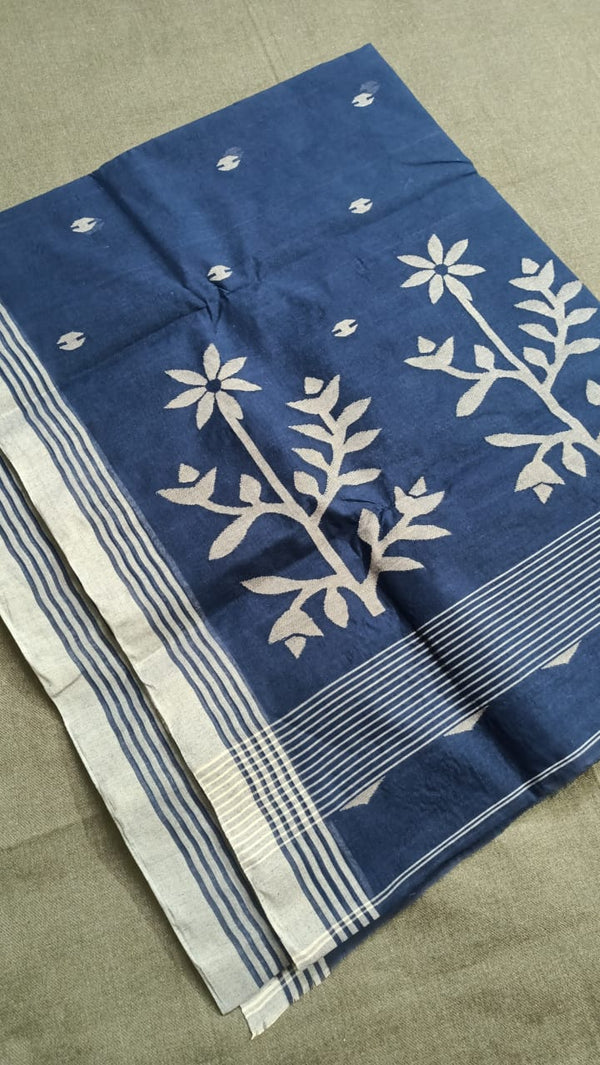 Pure Cotton 100 Count jamdani Saree Without Blouse . ( Length- 6.3 meter )