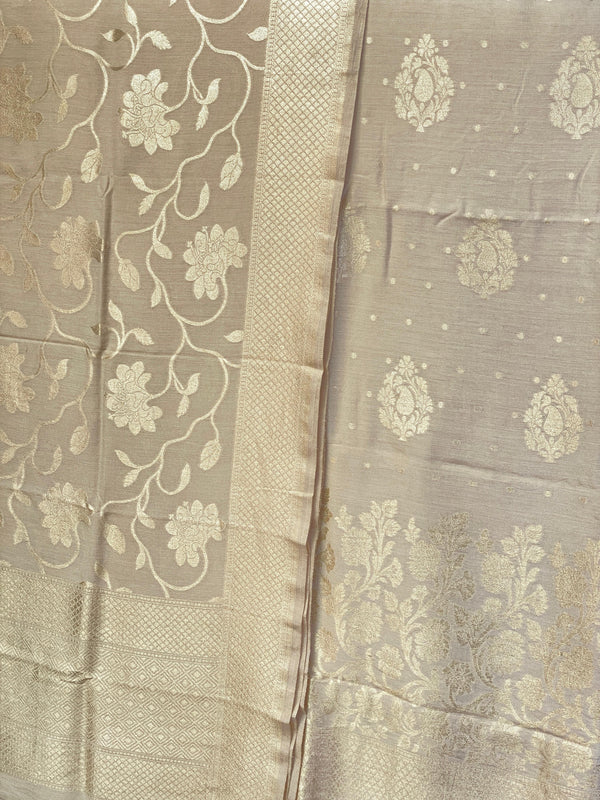 Pure Banarasi Munga Silk Weaved Unstitched Suit With Munga Silk Weaved Dupatta.