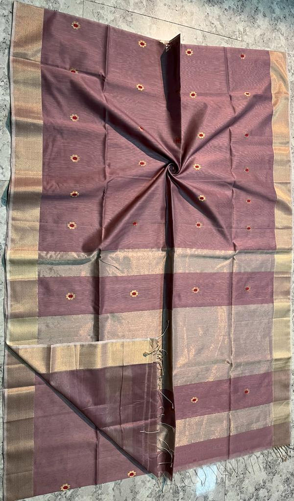 Handloom Maheshwari Silk Saree With Blouse.