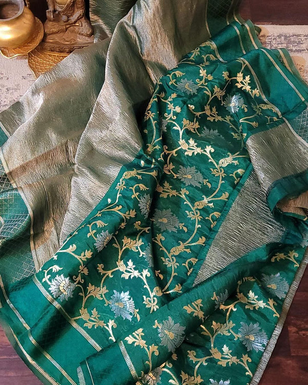 Banarasi Tissue Silk Saree With Blouse.