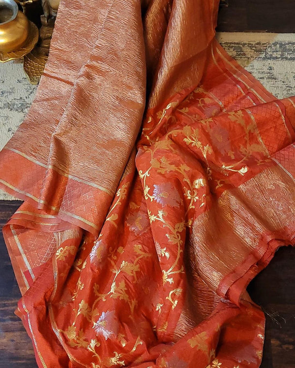 Banarasi Tissue Silk Saree With Blouse.