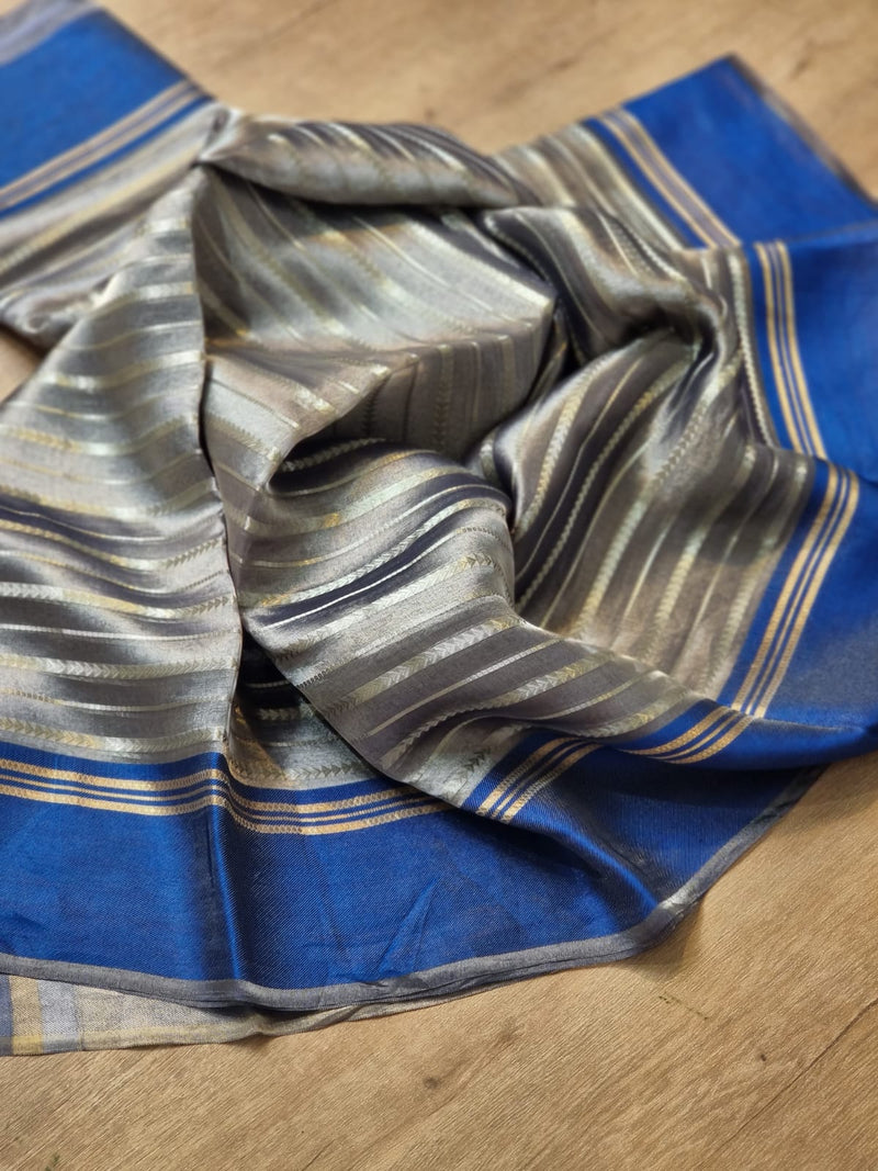 Pure Tissue Silk Stripes Saree With Katan silk Border.