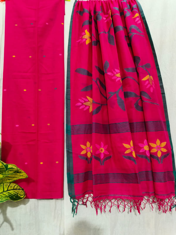 Pure Cotton Silk Jamdani 2pc Unstitched Suit .