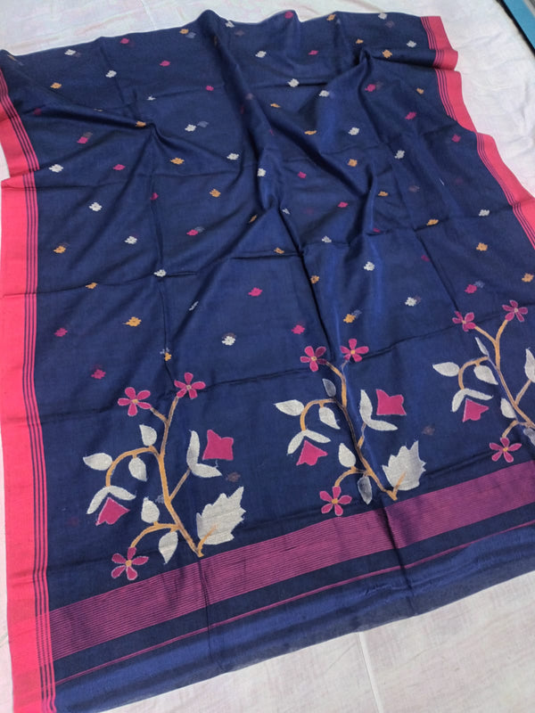 Pure Cotton 100 Count jamdani Saree Without Blouse . ( Length- 6.3 meter )