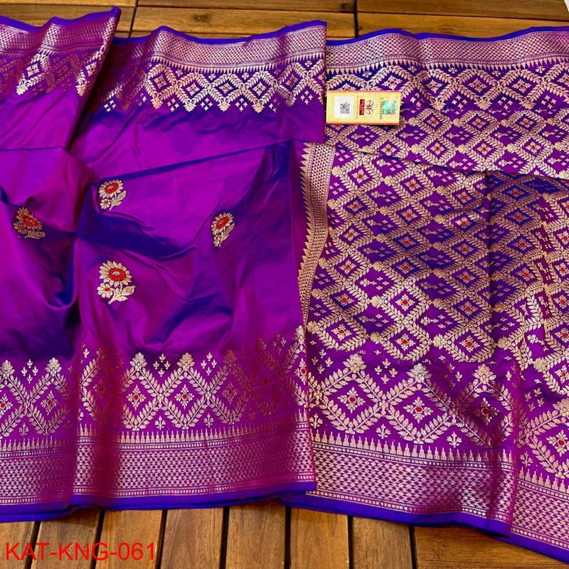 Pure Kanjivaram Silk Hand weaved saree With Blouse. ( length- 6.5 meter )