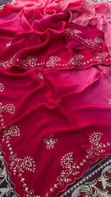 Pure Uppada Silk Zari Hand Work Saree With Blouse.