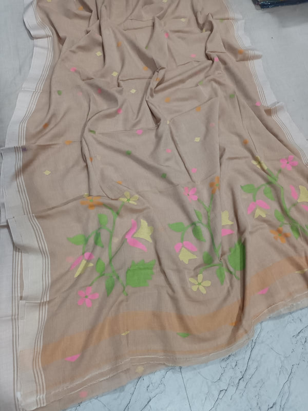 Pure Cotton 100 Count jamdani Saree Without Blouse . ( Length- 6.3 meter )