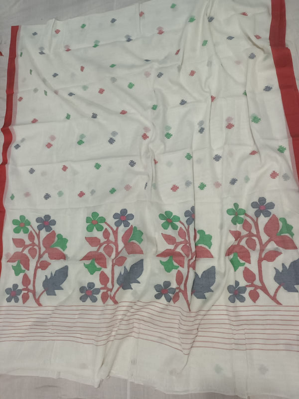 Pure Cotton 100 Count jamdani Saree Without Blouse . ( Length- 6.3 meter )