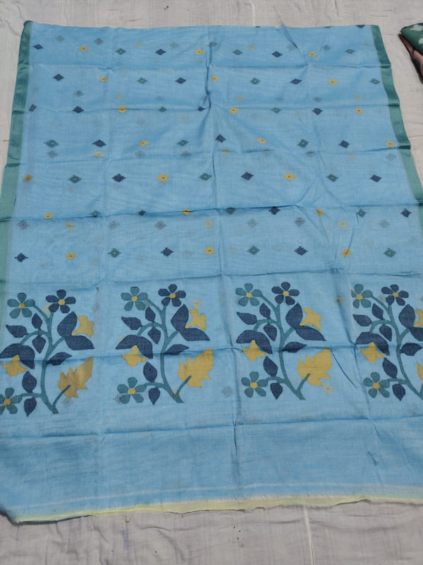 Pure Cotton 100 Count jamdani Saree Without Blouse . ( Length- 6.3 meter)