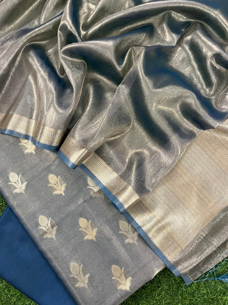 Pure Banarasi Tissue Unstitched Suit.