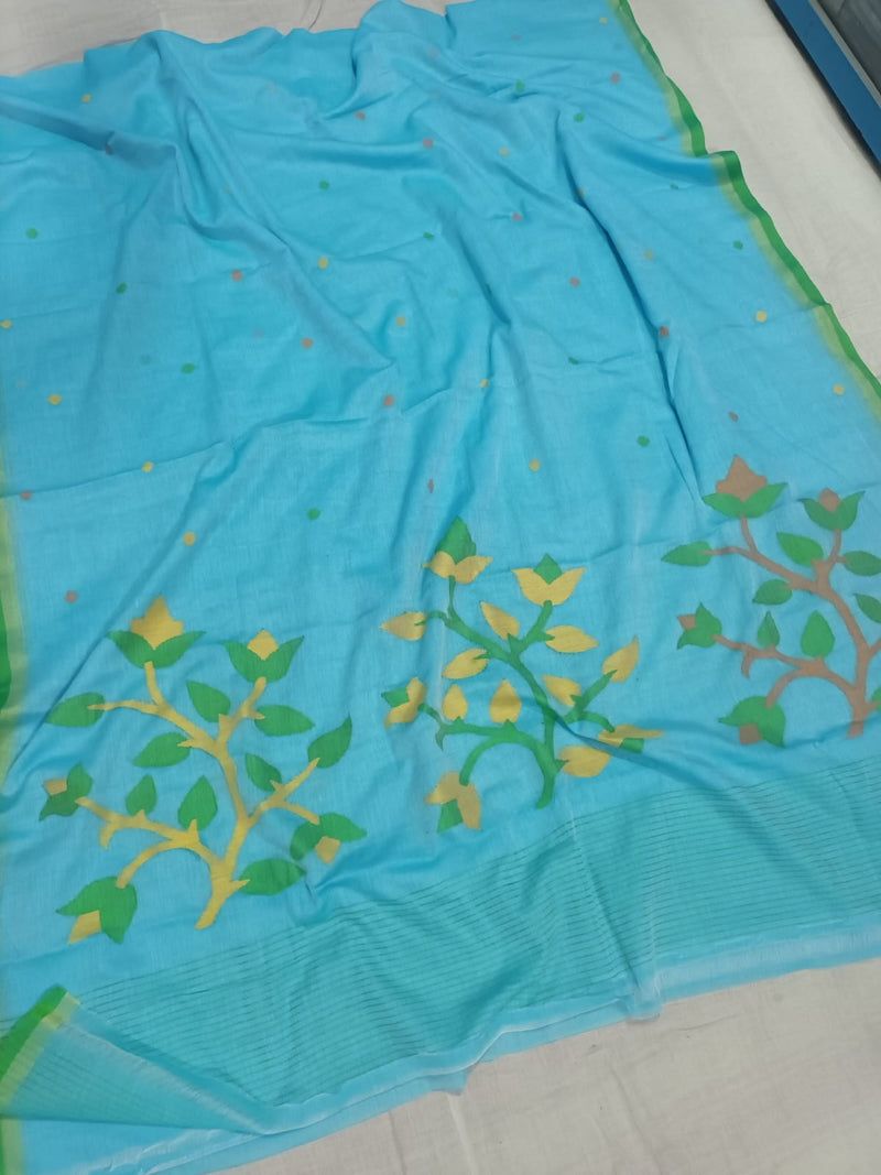 Pure Cotton 100 Count jamdani Saree Without Blouse . ( Length- 6.3 meter )