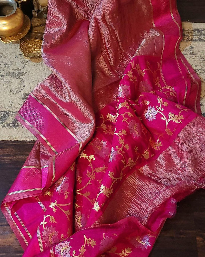 Banarasi Tissue Silk Saree With Blouse.