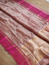 Pure Tissue Silk Stripes Saree With Katan silk Border.