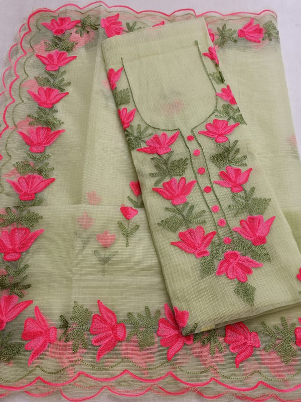 Light kota doria salwar suit with aari work