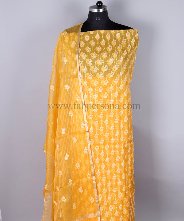 Banarasi Pure Organza Silk Embroidery Unstitched Suit With Organza Silk Dupatta.