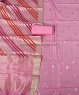 Pure Banarasi Chanderi Zari Weaved Unstitched Suit With Chanderi Dupatta.