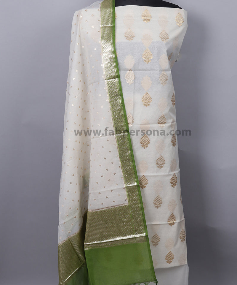 Exclusive Banarasi Chanderi Silk Unstitched Suit With Chanderi Dupatta.