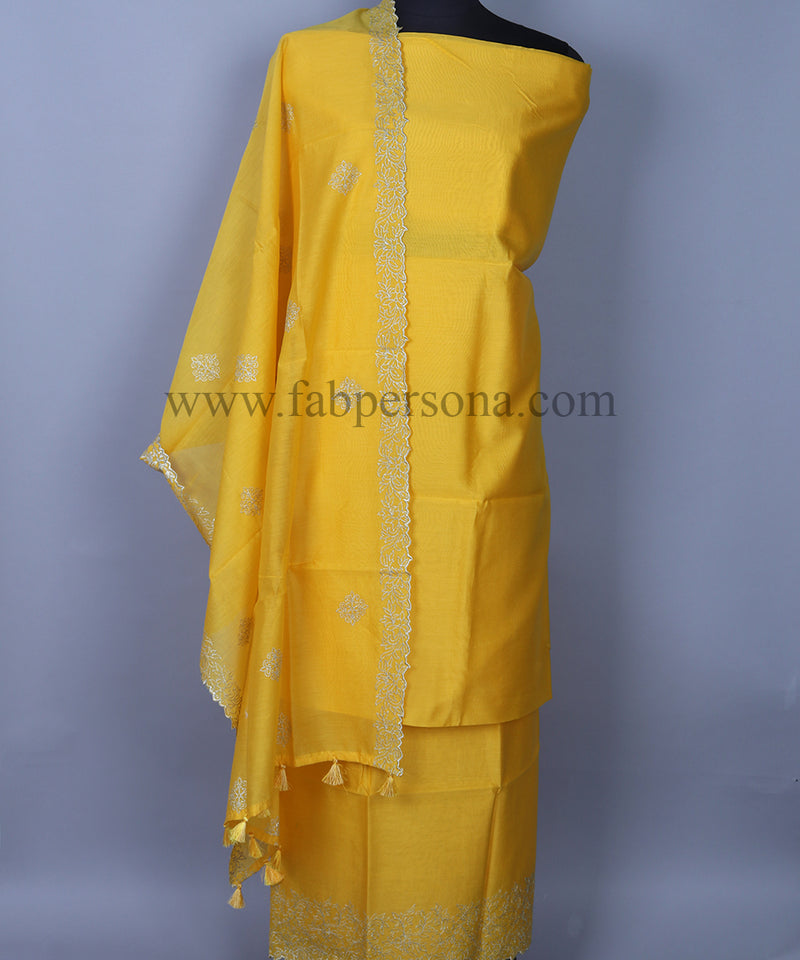 Pure Banarasi Chanderi Silk Embroidery Suit With Banarasi Chanderi Silk Duppata