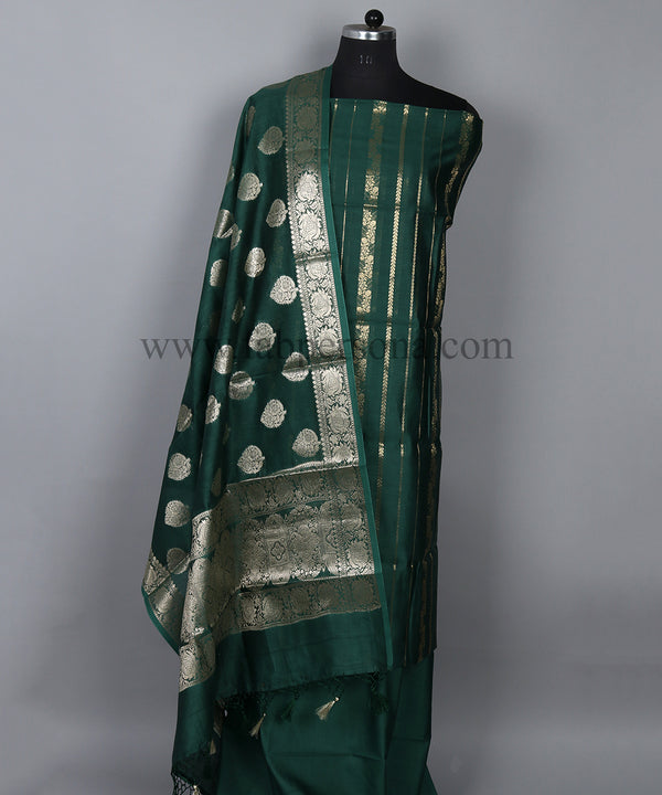 Pure Banarasi Resham Chanderi SilK Unstitched Suit With Resham Chandrei Dupatta.