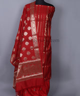 Pure Banarasi Resham Chanderi SilK Unstitched Suit With Resham Chandrei Dupatta.