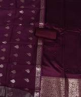 Wine Color Pure Resham Chanderi  Banarasi  Silk Unstitched Suit With Dupatta