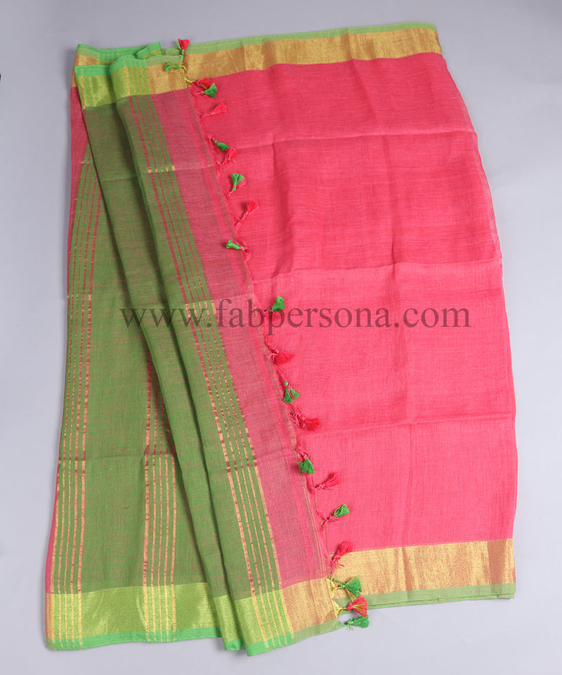 Pure Linen By Linen Plain Saree With Blouse