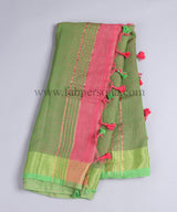 Pure Linen By Linen Plain Saree With Blouse