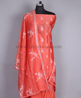 Banarasi Chanderi Silk Chikankari Work Unstitched Suit With Chanderi Silk Work Dupatta.