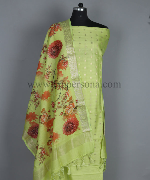 Pure Banarasi Chanderi Zari Booti Weaved Suit With Chanderi Silk Digital Print Dupatta