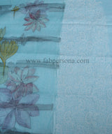 Pure Cotton Chikankari Work unstitched Suit With Pichwai Print Organza Dupatta.( Without Bottom)