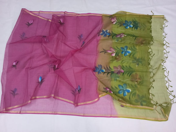 Pure kota-doria Hand painted dupatta