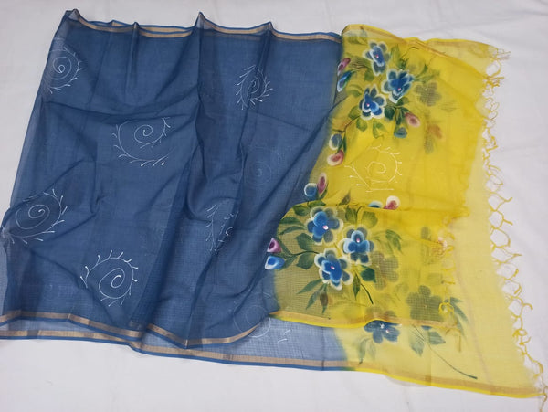 Pure kota-doria Hand painted dupatta