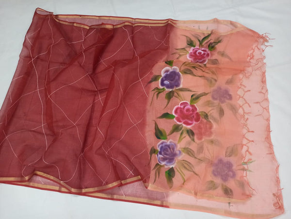 Pure kota-doria Hand painted dupatta