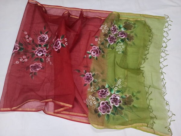 Pure kota-doria Hand painted dupatta