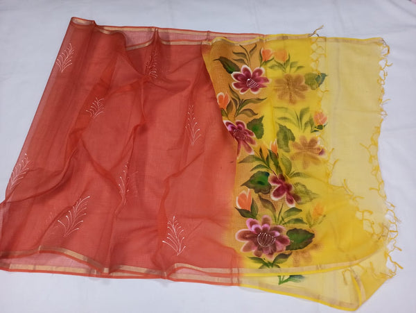 Pure kota-doria Hand painted dupatta