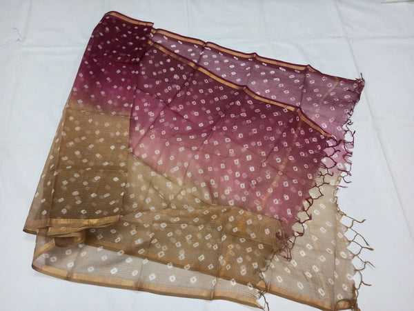 Pure kota-doria Hand Bandhej dupatta