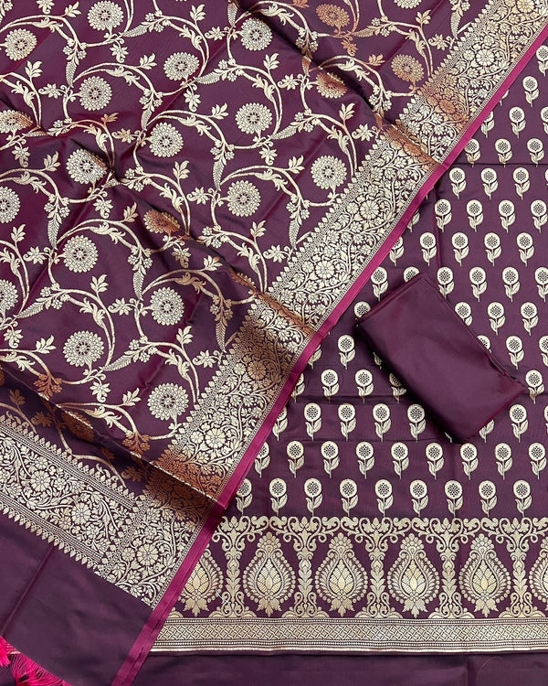 Pure Banarasi Silk Unstitched Suit .