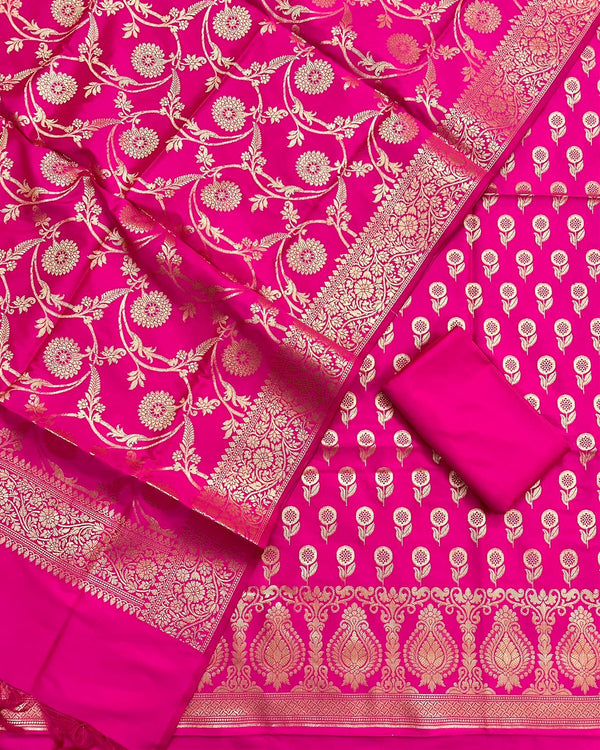 Pure Banarasi Silk Unstitched Suit .