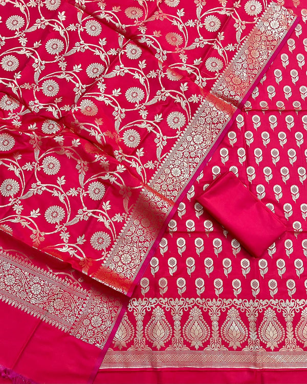 Pure Banarasi Silk Unstitched Suit .